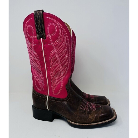 ARIAT Women’s Pink and Brown Cowboy Western Boots Size 6.5  style 100 16319 - Picture 1 of 9